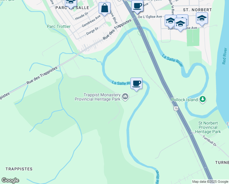 map of restaurants, bars, coffee shops, grocery stores, and more near 100 Rue des Ruines du Monastere in La Salle