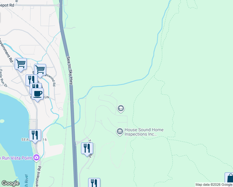 map of restaurants, bars, coffee shops, grocery stores, and more near 41328 Skyridge Place in Squamish