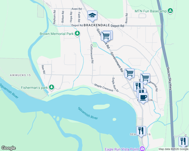 map of restaurants, bars, coffee shops, grocery stores, and more near in Squamish