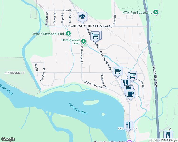 map of restaurants, bars, coffee shops, grocery stores, and more near 1353 Judd Road in Squamish