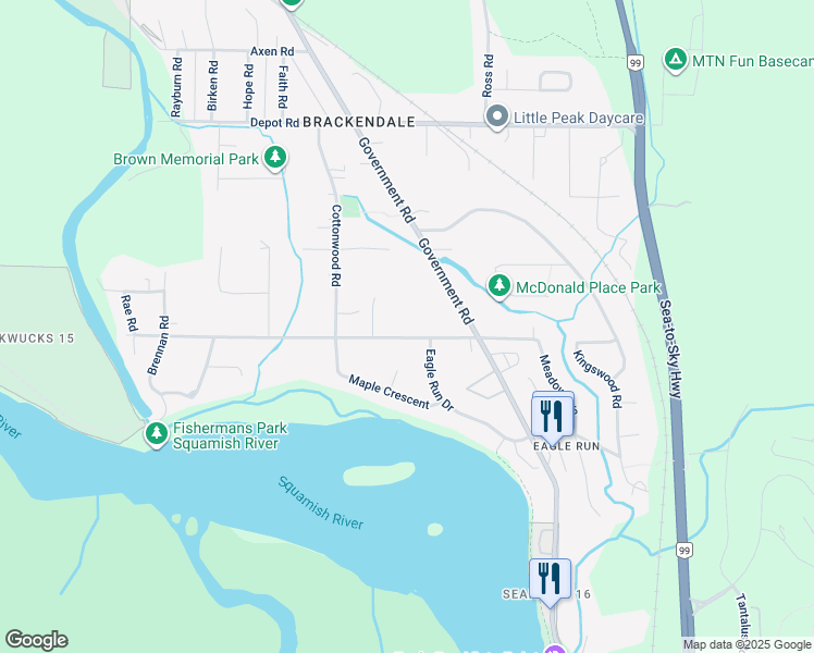 map of restaurants, bars, coffee shops, grocery stores, and more near 1397 Judd Road in Squamish