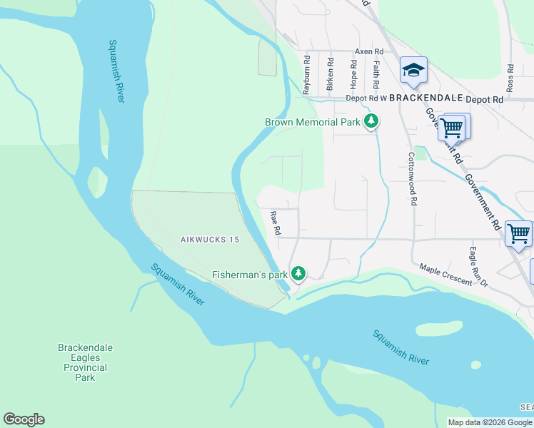 map of restaurants, bars, coffee shops, grocery stores, and more near 1110 Laramee Road in Squamish