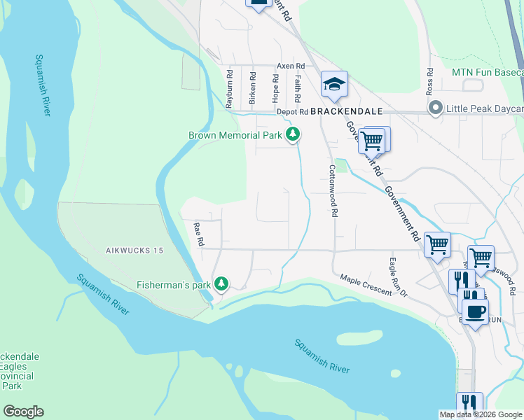 map of restaurants, bars, coffee shops, grocery stores, and more near 41575 Rod Road in Squamish