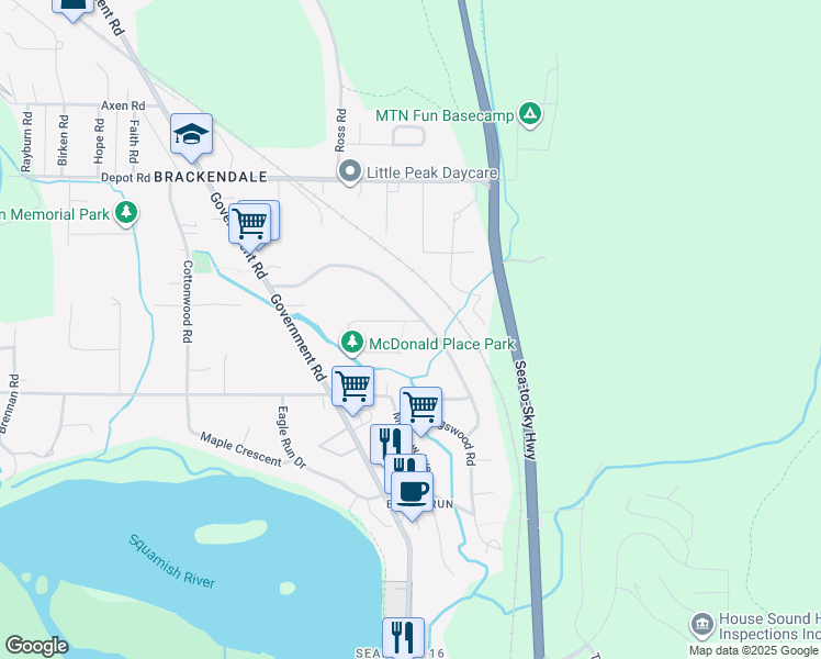 map of restaurants, bars, coffee shops, grocery stores, and more near 1510 Macdonald Place in Squamish