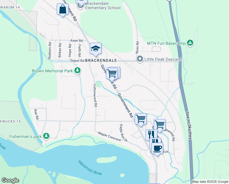 map of restaurants, bars, coffee shops, grocery stores, and more near 1340 Zenith Road in Squamish