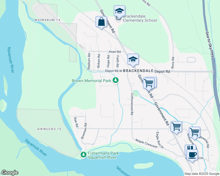map of restaurants, bars, coffee shops, grocery stores, and more near 29 Bracken Park Way in Squamish