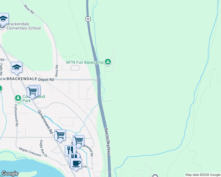 map of restaurants, bars, coffee shops, grocery stores, and more near 1774 Depot Road in Squamish