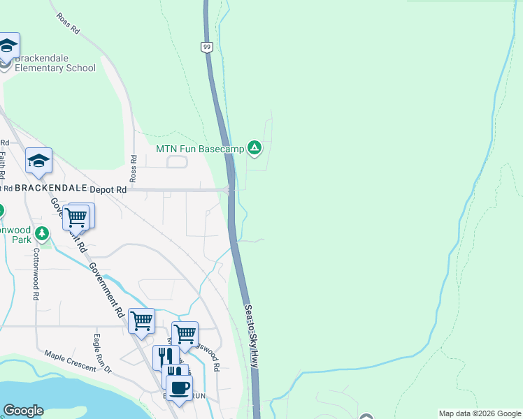 map of restaurants, bars, coffee shops, grocery stores, and more near 1778 Depot Road in Squamish