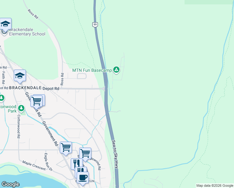 map of restaurants, bars, coffee shops, grocery stores, and more near 1778 Depot Road in Squamish