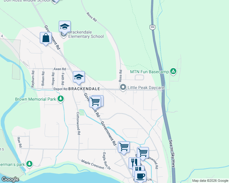 map of restaurants, bars, coffee shops, grocery stores, and more near 1502 Depot Road in Squamish