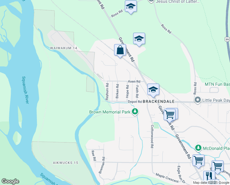 map of restaurants, bars, coffee shops, grocery stores, and more near 41839 Birken Road in Squamish