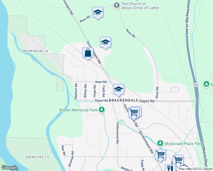 map of restaurants, bars, coffee shops, grocery stores, and more near 41884 Faith Road in Squamish