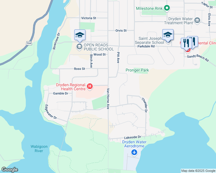 map of restaurants, bars, coffee shops, grocery stores, and more near 310 Van Horne Avenue in Dryden