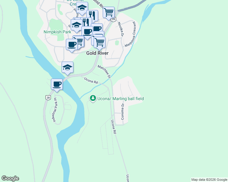map of restaurants, bars, coffee shops, grocery stores, and more near 406 Matchlee Drive in Gold River