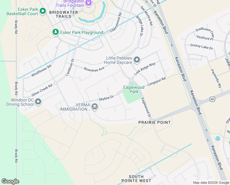 map of restaurants, bars, coffee shops, grocery stores, and more near 55 Skyline Drive in Winnipeg