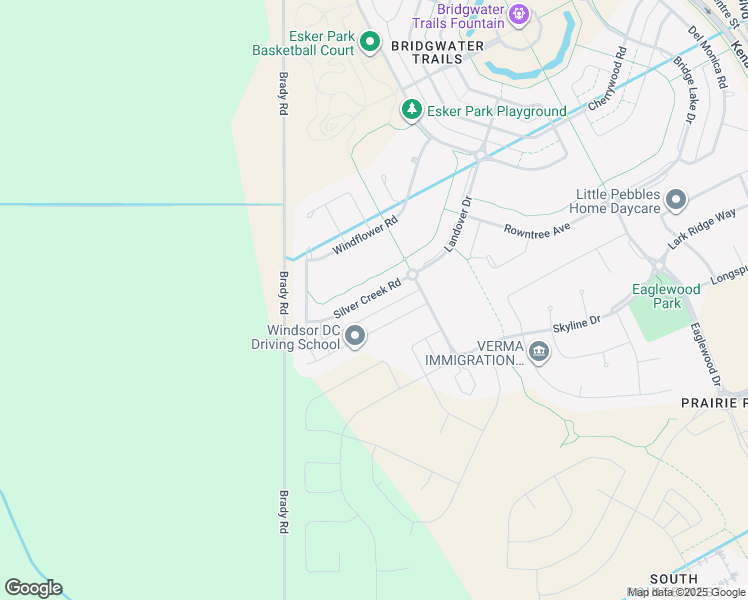 map of restaurants, bars, coffee shops, grocery stores, and more near 47 Silver Creek Road in Winnipeg