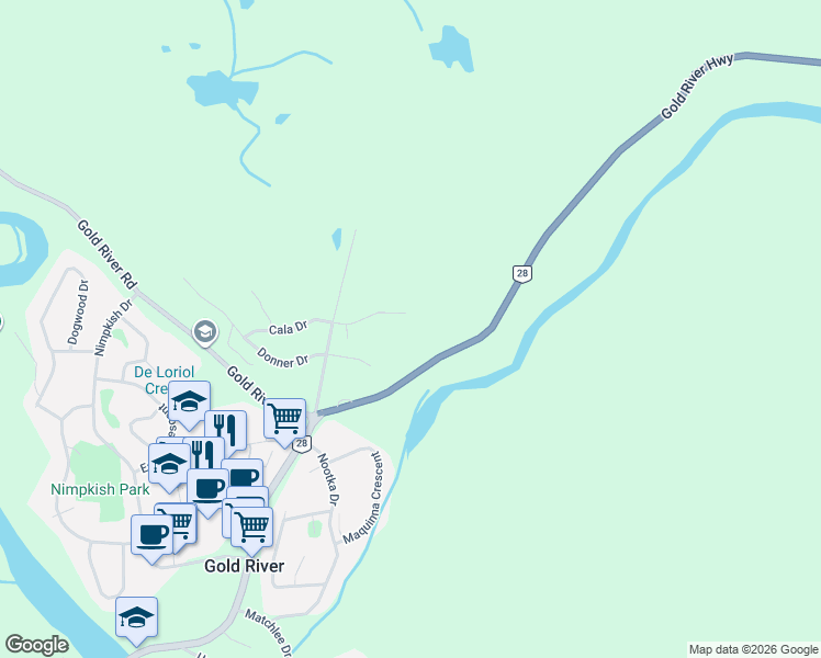 map of restaurants, bars, coffee shops, grocery stores, and more near 517 Burman Court in Gold River