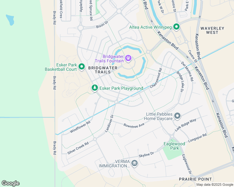 map of restaurants, bars, coffee shops, grocery stores, and more near 268 Cherrywood Road in Winnipeg