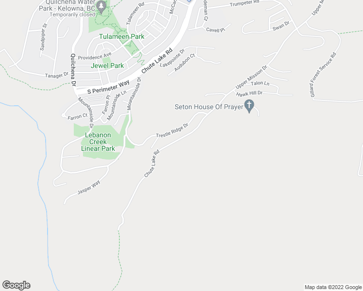 map of restaurants, bars, coffee shops, grocery stores, and more near 5588 Upper Mission Drive in Kelowna