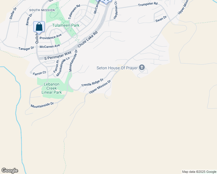 map of restaurants, bars, coffee shops, grocery stores, and more near 5588 Upper Mission Drive in Kelowna