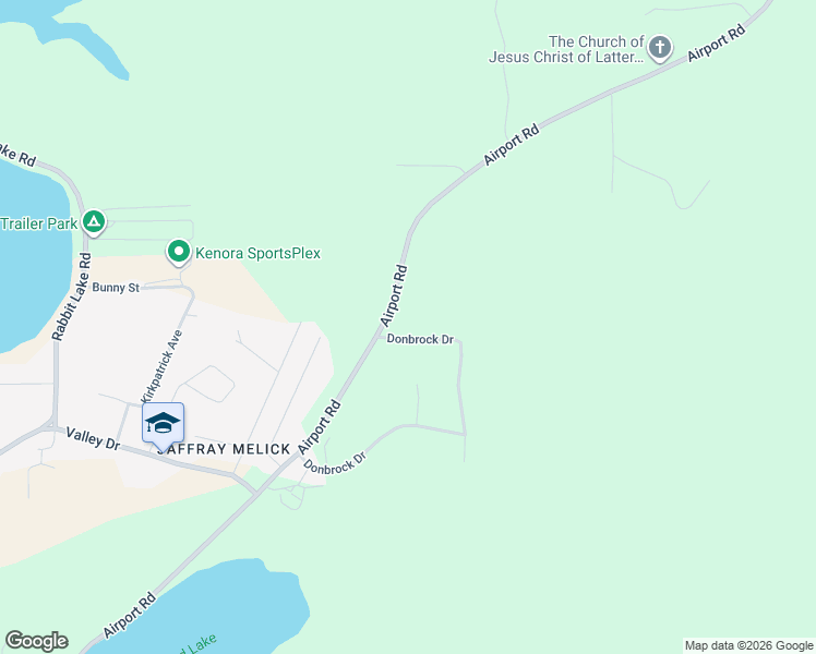 map of restaurants, bars, coffee shops, grocery stores, and more near 2 Donbrock Drive in Kenora