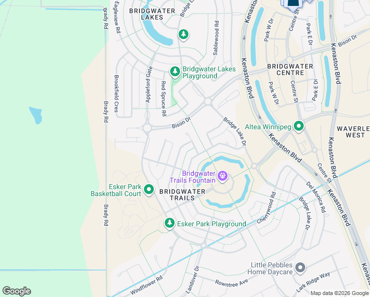 map of restaurants, bars, coffee shops, grocery stores, and more near 15 Cherrywood Road in Winnipeg