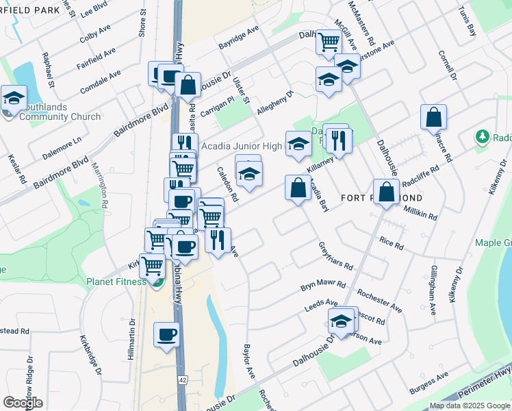 map of restaurants, bars, coffee shops, grocery stores, and more near in Winnipeg