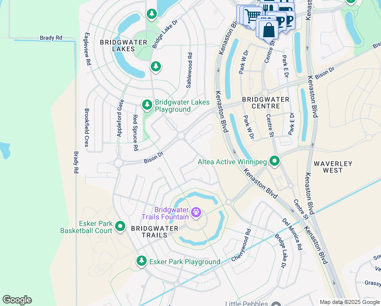 map of restaurants, bars, coffee shops, grocery stores, and more near 36 Bankfield Crescent in Winnipeg