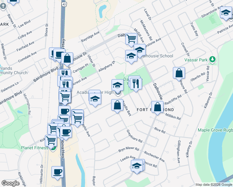 map of restaurants, bars, coffee shops, grocery stores, and more near 175 Killarney Avenue in Winnipeg