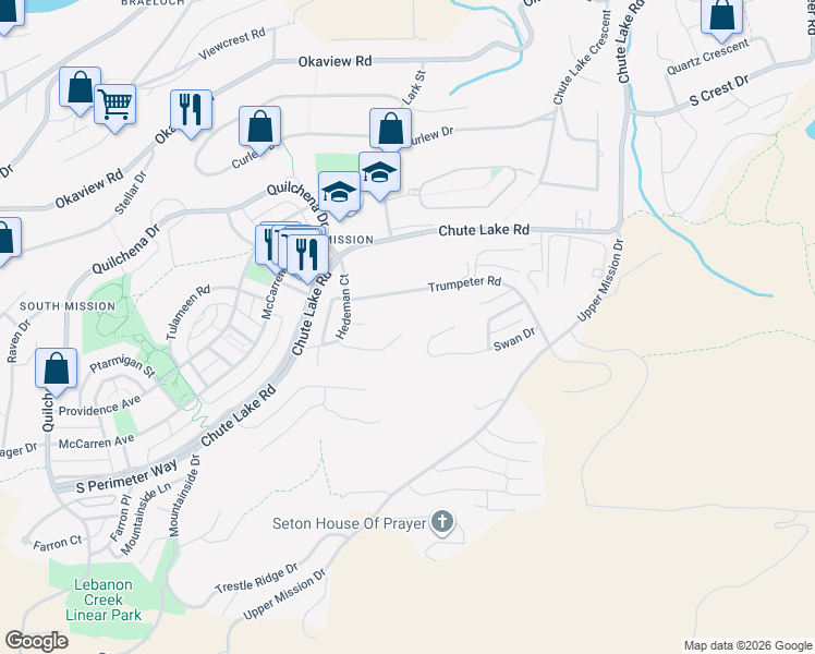 map of restaurants, bars, coffee shops, grocery stores, and more near 456 Cavell Place in Kelowna