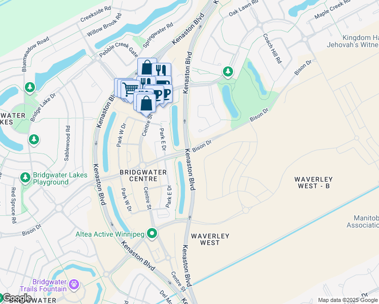 map of restaurants, bars, coffee shops, grocery stores, and more near 700 Bison Drive in Winnipeg