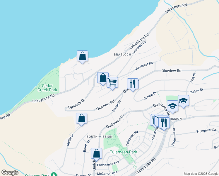 map of restaurants, bars, coffee shops, grocery stores, and more near 388 Viewcrest Court in Kelowna
