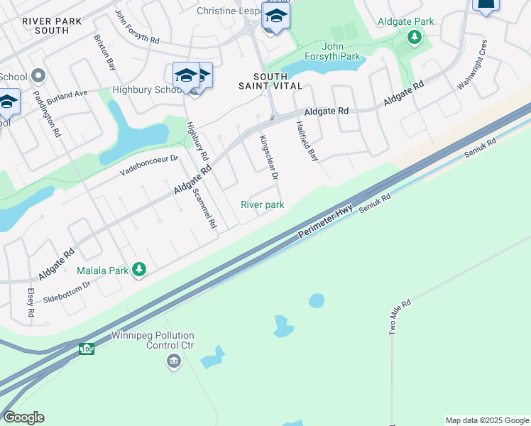 map of restaurants, bars, coffee shops, grocery stores, and more near 122 Kingsclear Drive in Winnipeg