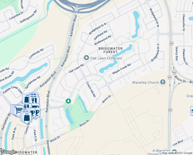 map of restaurants, bars, coffee shops, grocery stores, and more near 72 North Town Road in Winnipeg