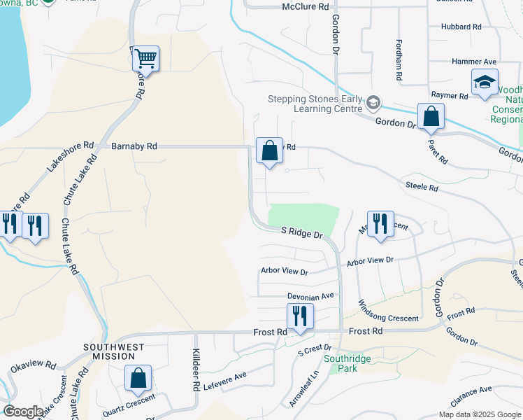 map of restaurants, bars, coffee shops, grocery stores, and more near 4866 Quarry Court in Kelowna