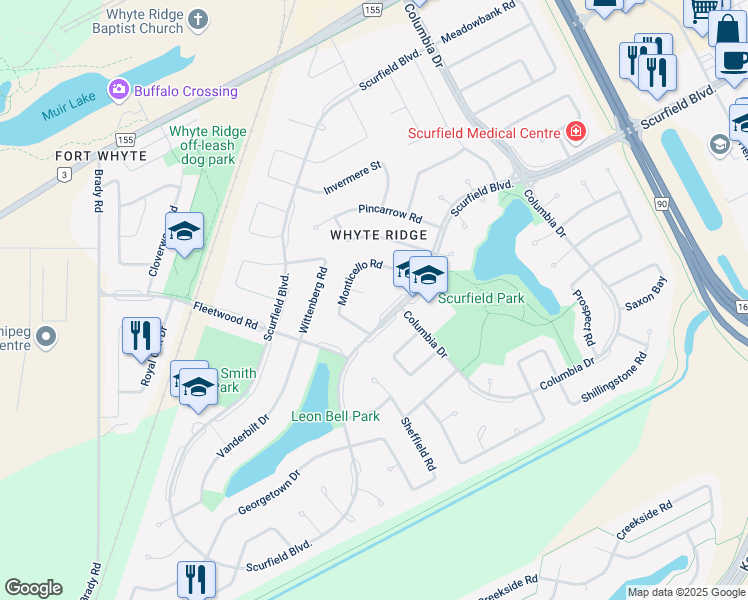 map of restaurants, bars, coffee shops, grocery stores, and more near 20 Hajes Place in Winnipeg
