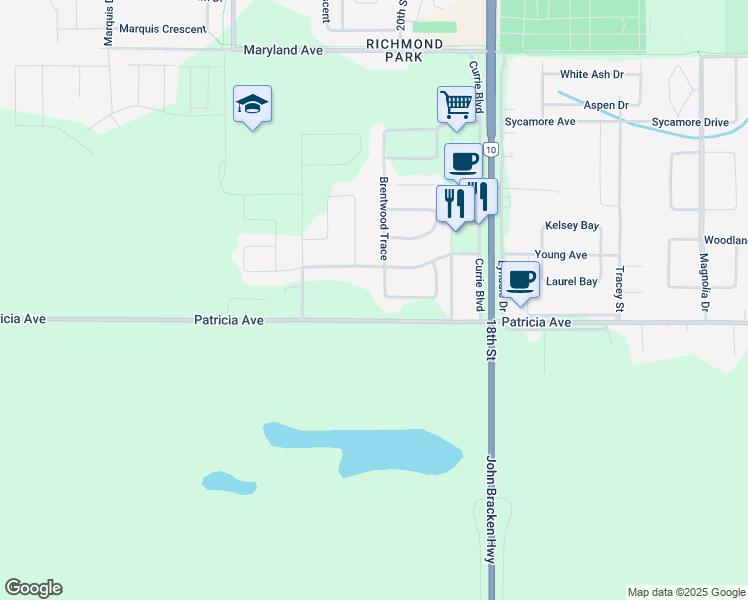 map of restaurants, bars, coffee shops, grocery stores, and more near 252 Brentwood Trace in Brandon