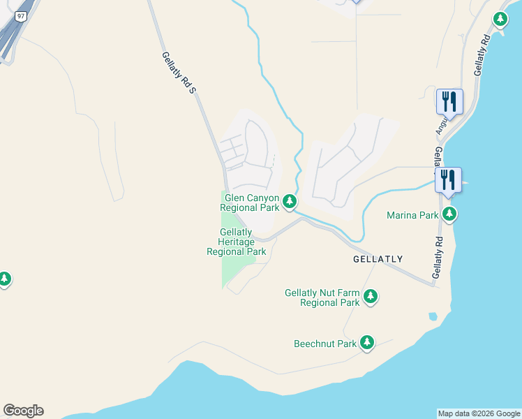 map of restaurants, bars, coffee shops, grocery stores, and more near 4035 Gellatly Road South in West Kelowna