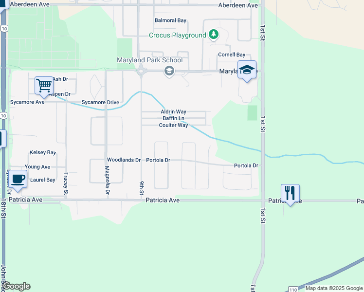 map of restaurants, bars, coffee shops, grocery stores, and more near 5 Granville Crescent in Brandon