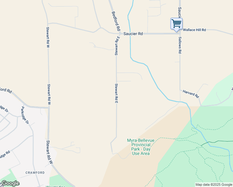 map of restaurants, bars, coffee shops, grocery stores, and more near Stewart Road East in Kelowna