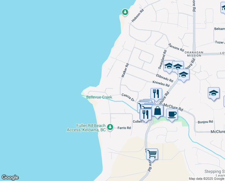 map of restaurants, bars, coffee shops, grocery stores, and more near 440 Cascia Drive in Kelowna