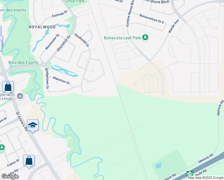 map of restaurants, bars, coffee shops, grocery stores, and more near 1290 Warde Avenue in Winnipeg