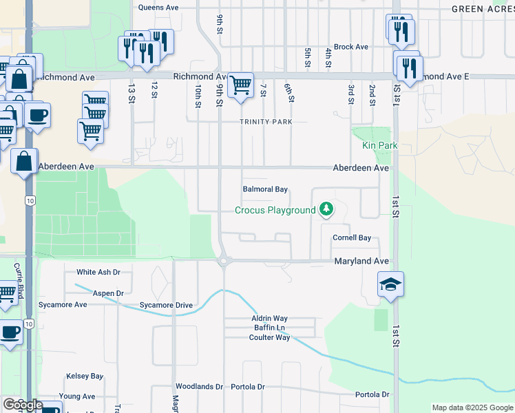 map of restaurants, bars, coffee shops, grocery stores, and more near 61 Balmoral Bay in Brandon