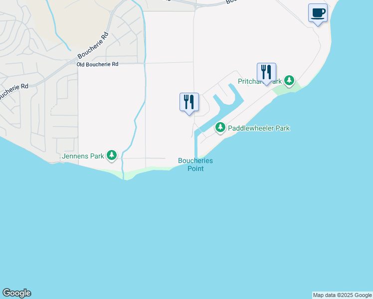 map of restaurants, bars, coffee shops, grocery stores, and more near 4022 Pritchard Drive in West Kelowna