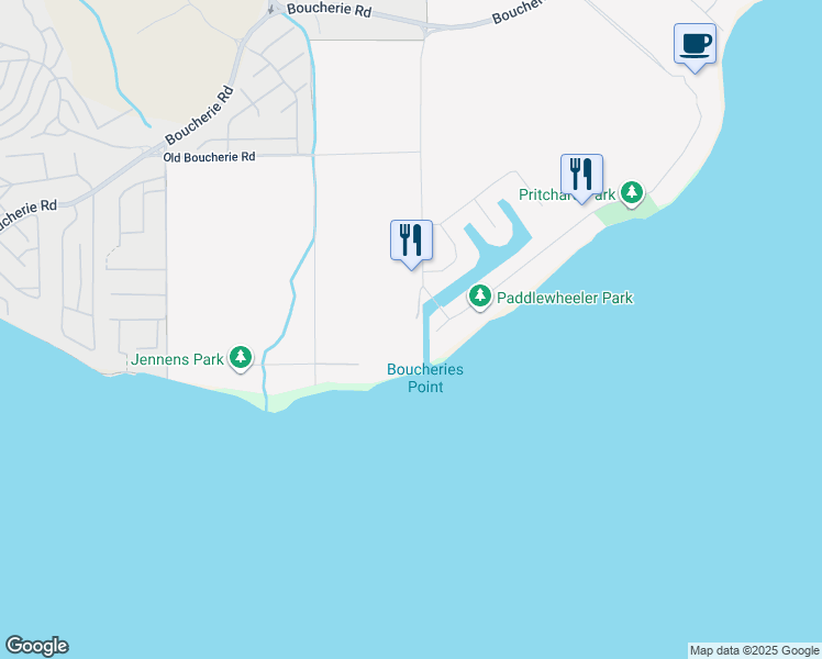 map of restaurants, bars, coffee shops, grocery stores, and more near 1724 Pritchard Drive in West Kelowna