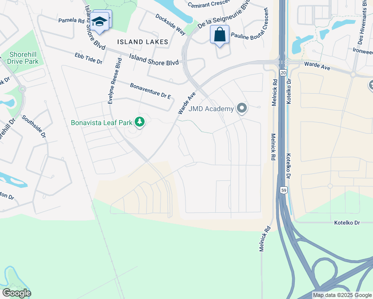 map of restaurants, bars, coffee shops, grocery stores, and more near 35 Jack Reimer Drive in Winnipeg