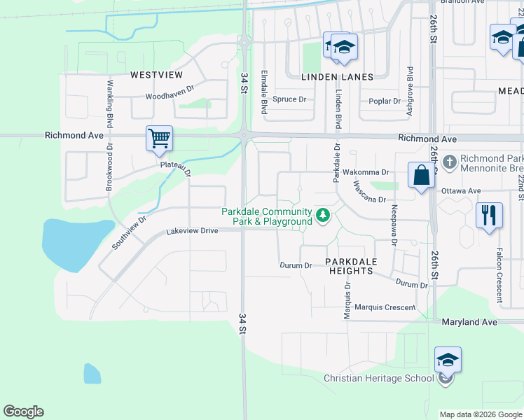 map of restaurants, bars, coffee shops, grocery stores, and more near 7 Harrington Place in Brandon