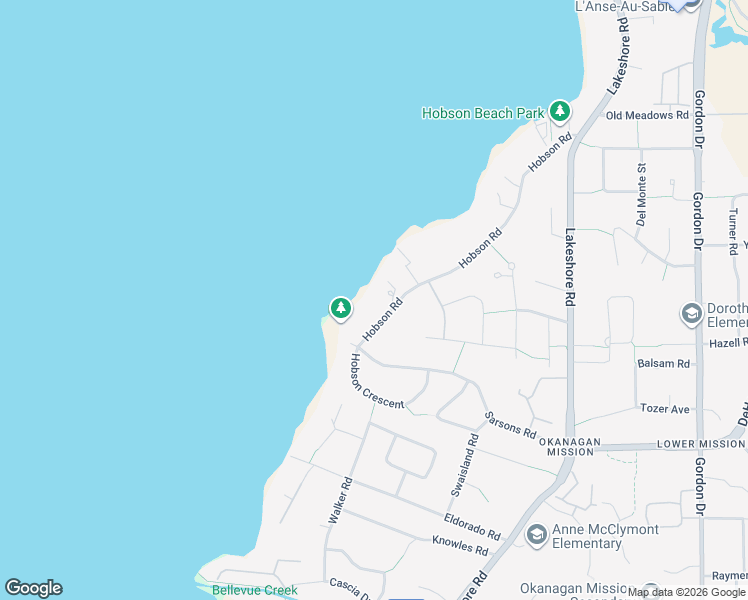 map of restaurants, bars, coffee shops, grocery stores, and more near 4388 Hobson Road in Kelowna