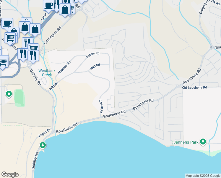 map of restaurants, bars, coffee shops, grocery stores, and more near 3787 Carrall Road in West Kelowna