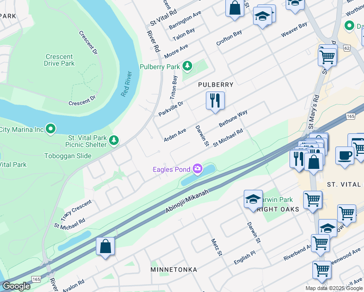 map of restaurants, bars, coffee shops, grocery stores, and more near 89 William Nock Cove in Winnipeg
